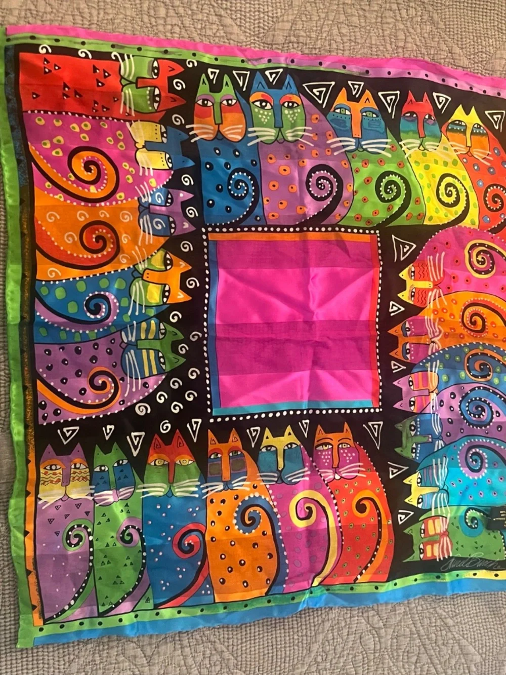 Laurel Burch Cat Square Silk Scarf